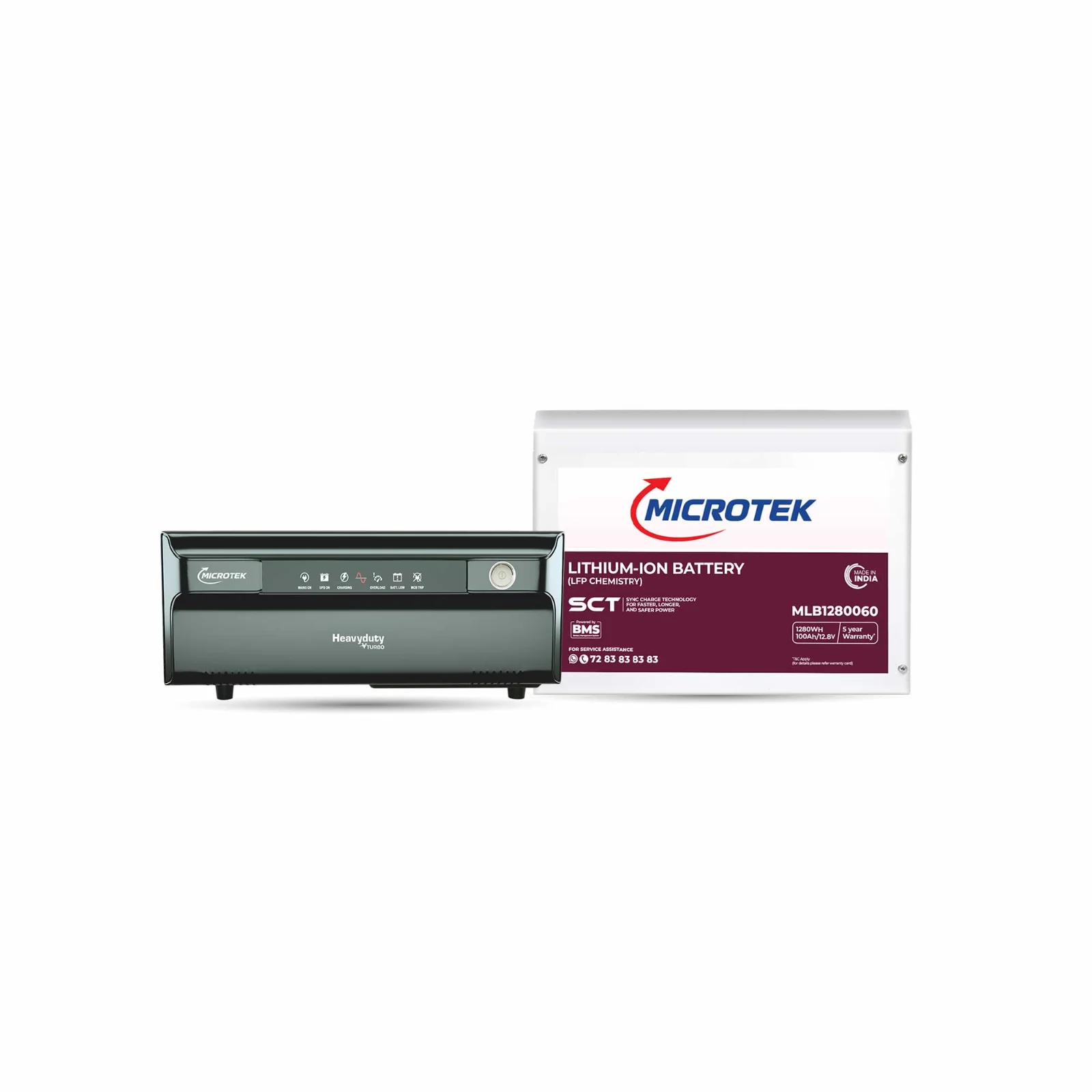Microtek Heavy Duty vTURBO 1400 12V Pure Sine Wave 1150VA + MLB1280060 100Ah Lithium Battery – photo 1 of 4